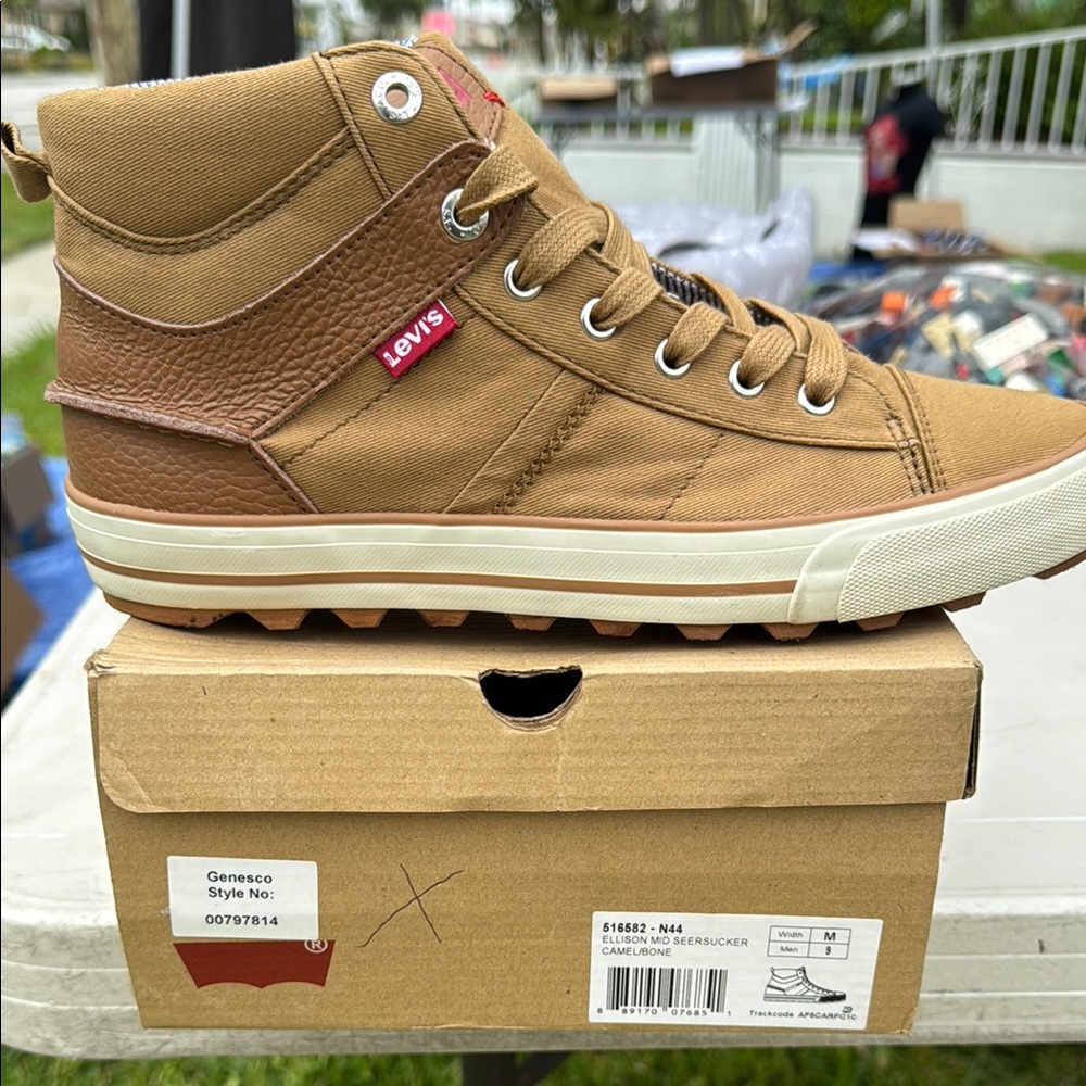 Levi's Tan Sneakers with Rugged Tread and Padded Collar